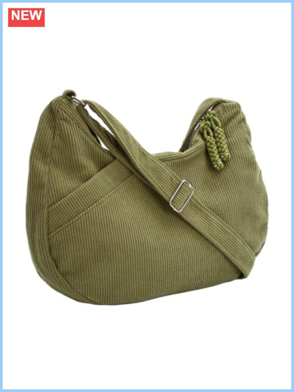 Corduroy Tote Bag for Women | Crossbody Bag | Adjustable Strap | Zip Pockets |